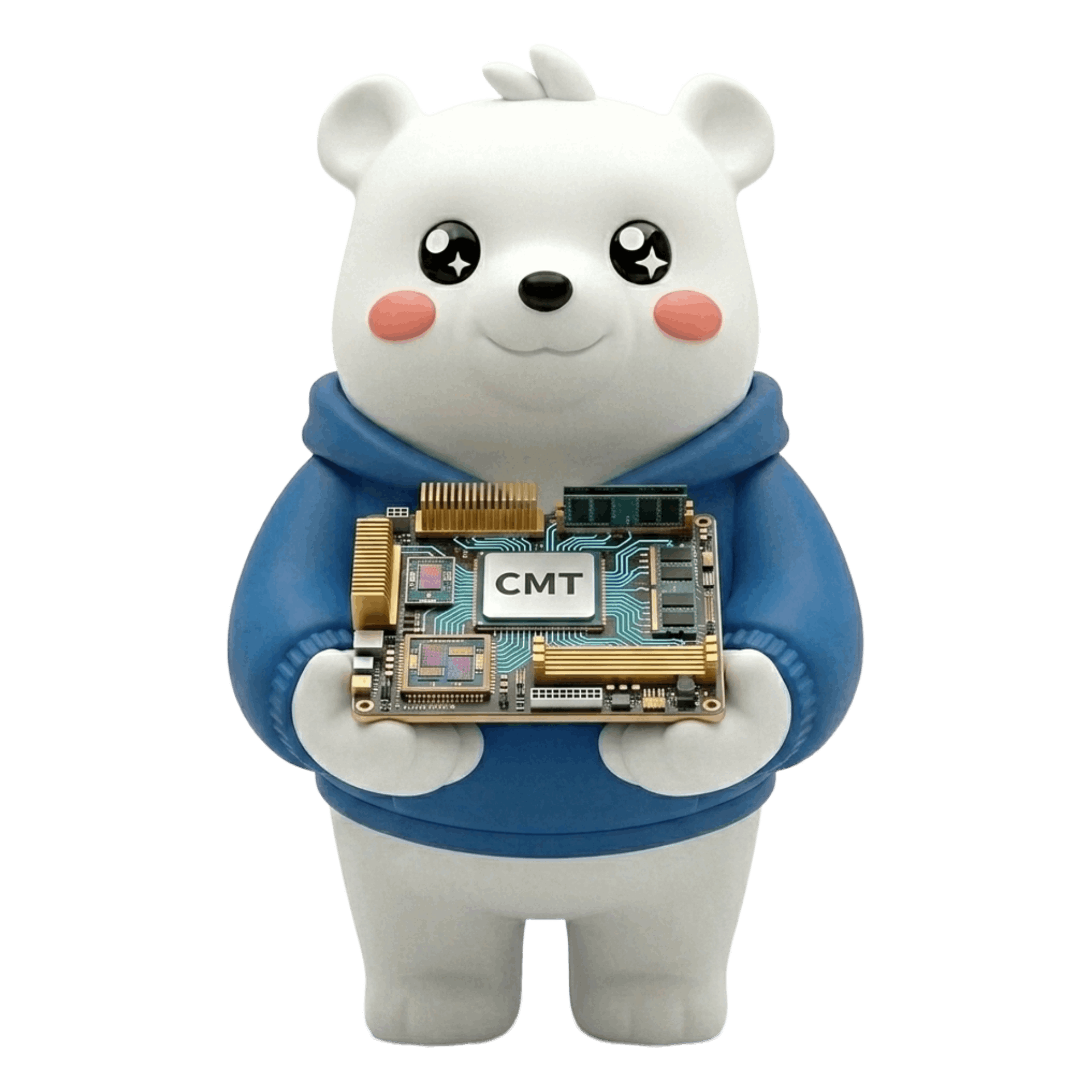 CMT 칩을 든 바다야 곰 캐릭터